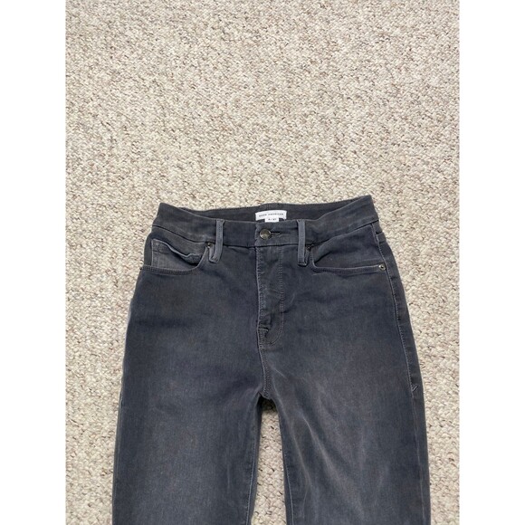 4/27 Good American Good Legs High-Rise Skinny Raw Fray Hem Black071 - Picture 4 of 9